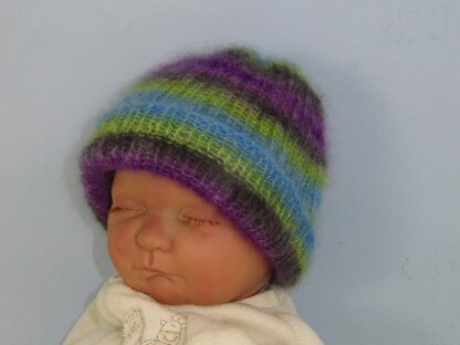 Baby Angel Print Mohair Rib Beanie Hat