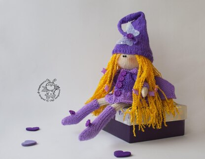 Lilac fairy dreams doll knitted flat