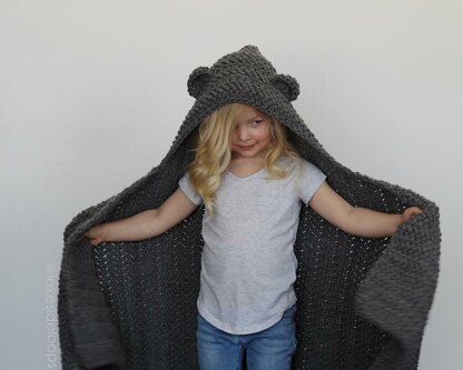 Jensen Herringbone Hooded Bear Blanket