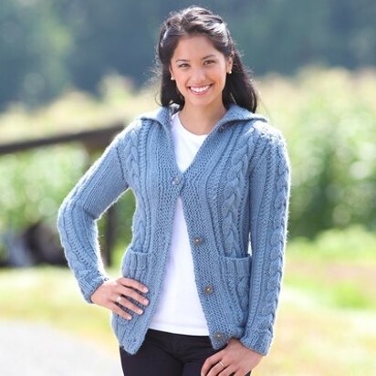 484 Braid Cardigan - Knitting Pattern for Women in Valley Yarns Berkshire Bulky