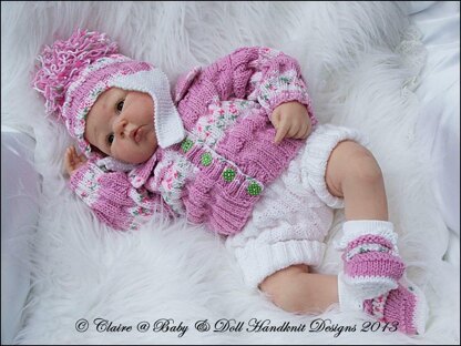 Cosy ribbed Jacket Set 16-22” doll/0-3m baby