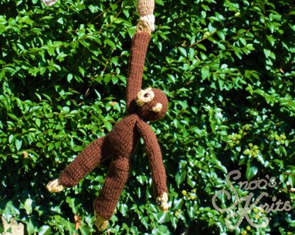 Hanging Monkey Chimpanzee Toy Two Sizes Knitting Pattern Snoo's Knits – Pattern Only