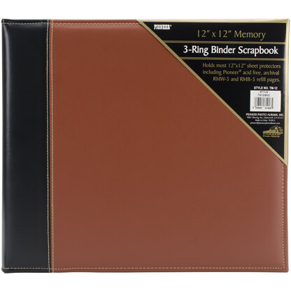 Pioneer 3-Ring Sewn Cover Album 12"X12" - Black/Brown
