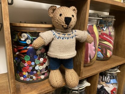 Boy bear in a Fair Isle sweater