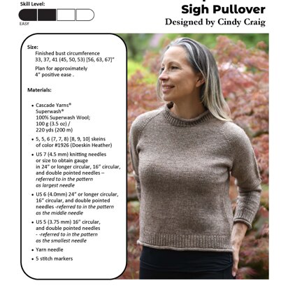 Sigh Pullover in Cascade Yarns 220 Superwash® - W817 - Downloadable PDF