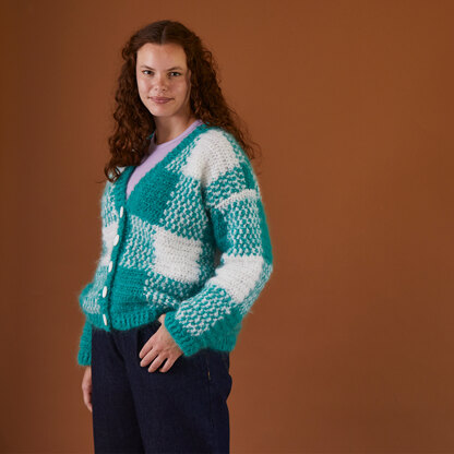 Peppermint Plaid Cardigan - Crochet Pattern for Women in Debbie Bliss