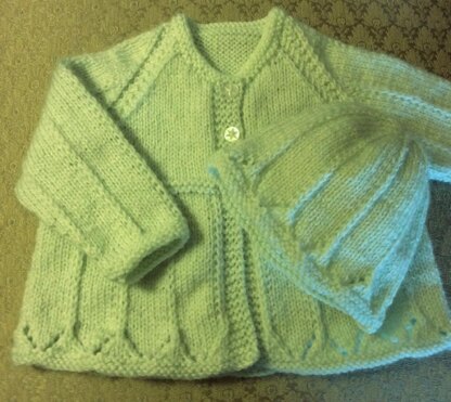 Pretty Matinee Jacket & Toque 0-3 months