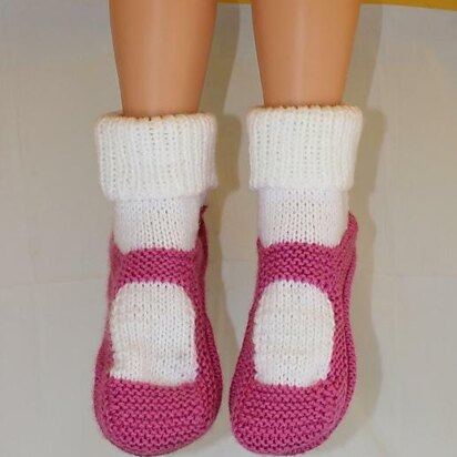 Adult Chunky Rib Cuff Sock Slippers - knitting pattern