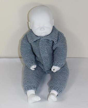 Baby Aran Simple Garter Stitch  Collar Onesie