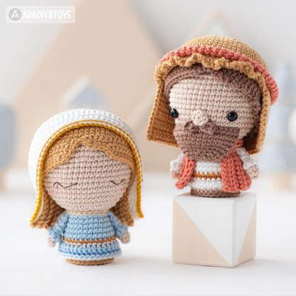 4 in 1 Nativity Crochet Pattern Set Mary Baby Jesus Joseph Stable DIY Christmas Mini Amigurumi Patterns Nativity Scene (Tutorial PDF file) by AradiyaToys (Olka Novytska)