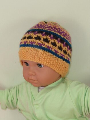 Baby and Toddler Simple Fairisle Beanie Hat