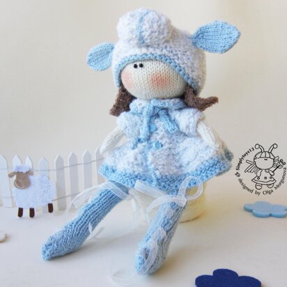 Lady Lamb doll knitted flat