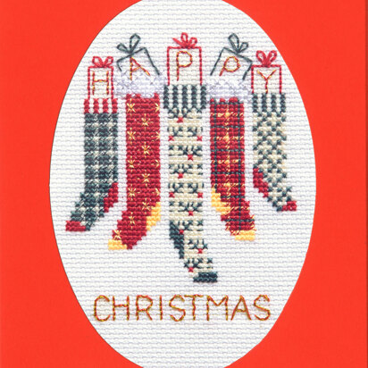 Bothy Threads Christmas Card - Christmas Stockings Cross Stitch Kit - 9 x 13cm