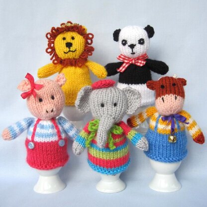 Fun Animal Heads - knitted topper, cosy, bracelet or brooch