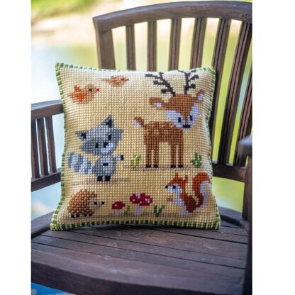 Vervaco Forest Animals Cross Stitch Cushion Kit - PN-0158026 - 40 x 40 cm