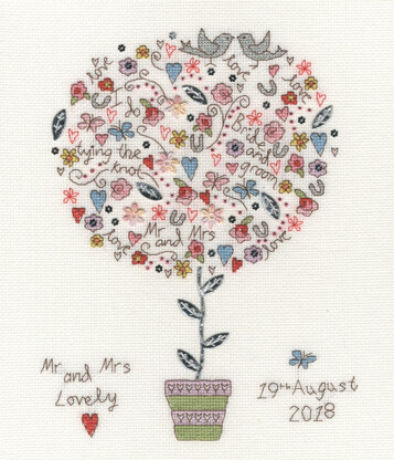 Bothy Threads Love Vows Cross Stitch Kit - 24cm x 26cm