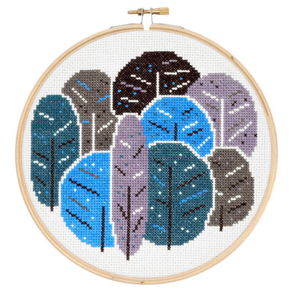 Hawthorn Handmade Winter Trees Cross Stitch Kit - 16cm in diameter