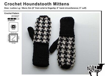 Crochet Houndstooth Mittens (2016007)