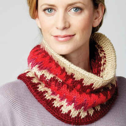 Tunisian Fair Isle Cowl in Caron Simply Soft - Downloadable PDF