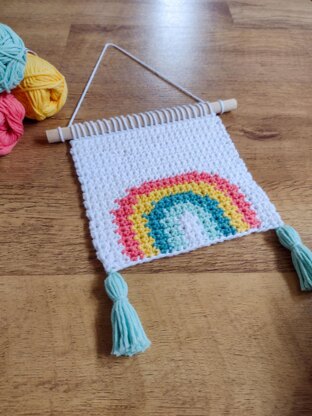 Mini Rainbow Crochet Wall Hanging