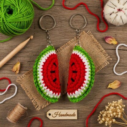 Crochet Watermelon Keychain Pattern PDF + Video Tutorial