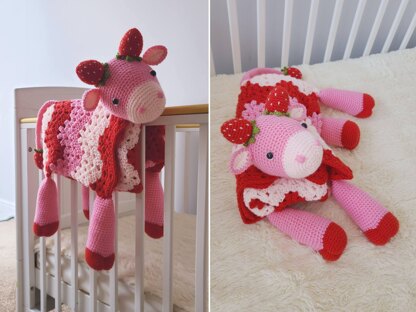 3in1 Strawberry Cow Baby Blanket Cow AmiBlanket