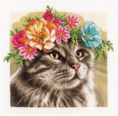 Vervaco Flower Crown Maine Coon Counted Cross Stitch Kit