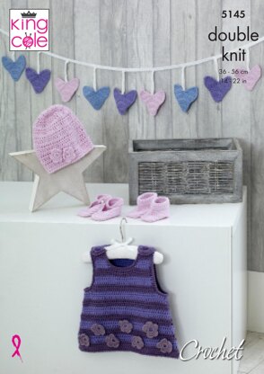 Pineafore Dress, Bunting, Hat, Shoes & Booties in King Cole Cottonsoft DK - 5145 - Downloadable PDF