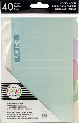 Happy Planner Sticky Notes 40/Pkg - Pastel, 5 Designs/8 Each