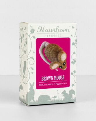 Hawthorn Handmade Brown Mouse Brooch Needle Felting Kit