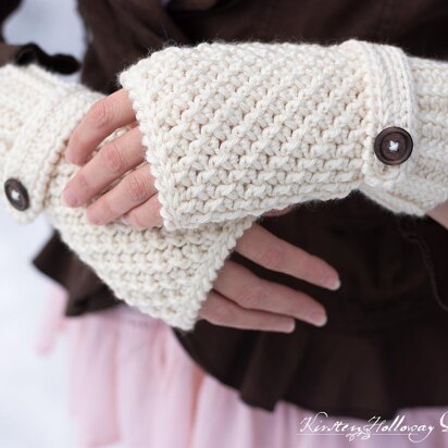 Double Seed Stitch Fingerless Mitts