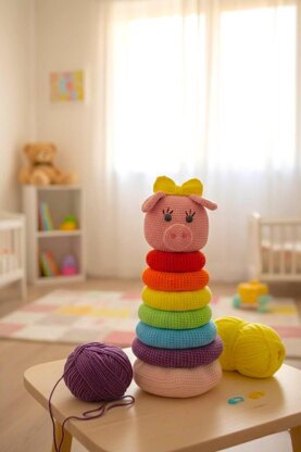 Stacking Rings Rainbow Pig