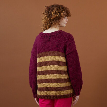 Striped Sweater - Knitting Pattern for Women in Debbie Bliss Super Chunky Merino by Debbie Bliss - DB423 - Downloadable PDF