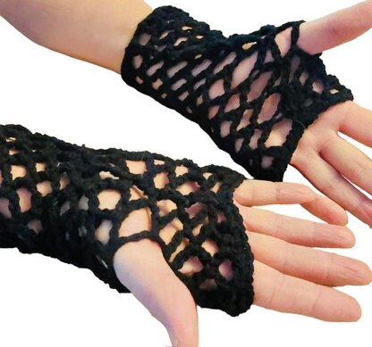 Fingerless Fishnet Crochet Gloves