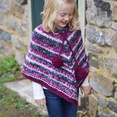 Girl's Poncho in Plymouth Yarn Mega Cakes & Encore Mega - F865 - Downloadable PDF - knitting pattern