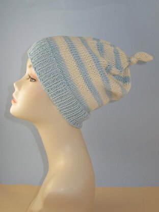 Simple Stripe Topknot Slouch hat