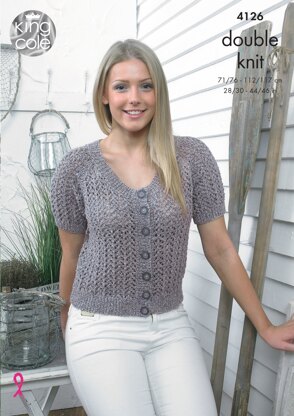 Top and Short Sleeved Cardigan in King Cole Authentic DK - 4126 - Downloadable PDF