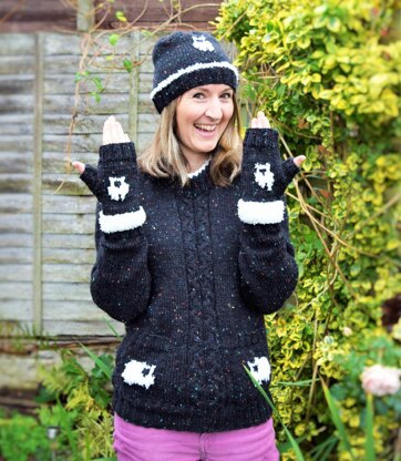 Ladies Sheep Sweater, Hat and Gloves