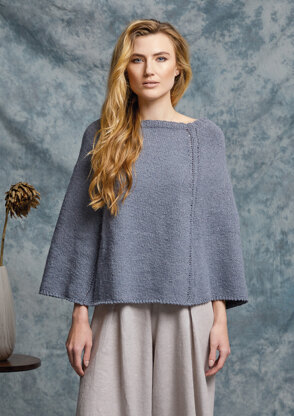 Eggplant Poncho in Rowan Denim Revive - ZB298-00010-FR - Downloadable PDF