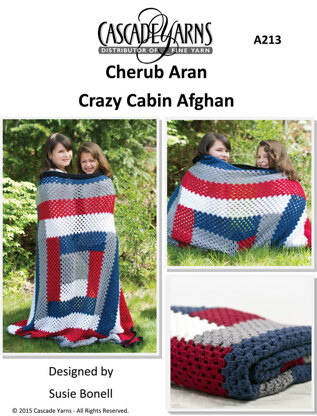 Crazy Cabin Blanket in Cascade Cherub Aran - A213