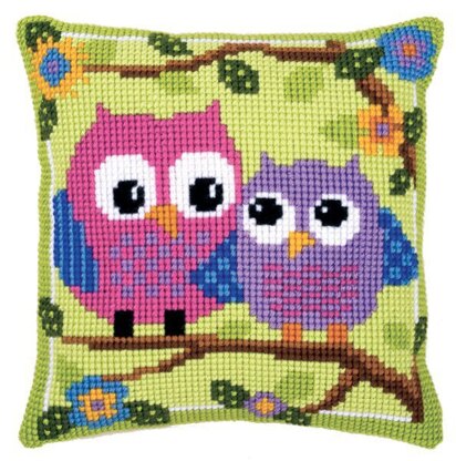 Vervaco Owls on a Branch Cushion Front Chunky Cross Stitch Kit - 40cm x 40cm