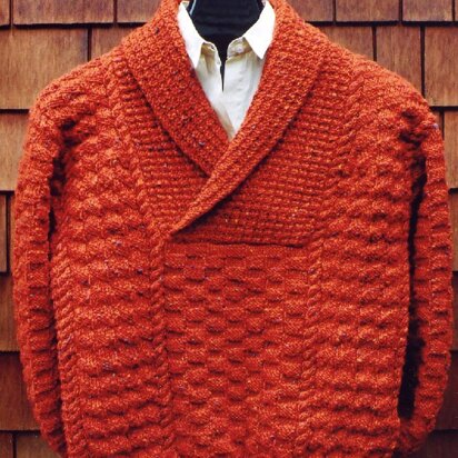 Mari Sweaters MS 172 Cable & Check Shawl Collar