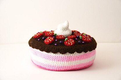 Strawberry Chocolate Cake Crochet Pattern, Cake Amigurumi, Food Crochet Pattern