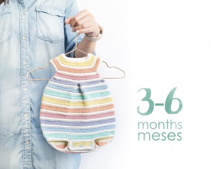 Size 3-6 months - CROCHET Rainbow Romper