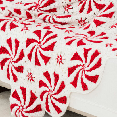 Peppermint Throw and Pillow in Red Heart Soft - LW4392EN - Downloadable PDF