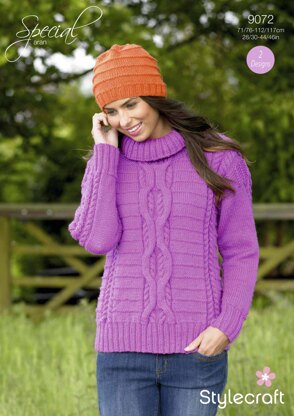 Womens' Cable Sweater and Simple Hat in Stylecraft Special Aran