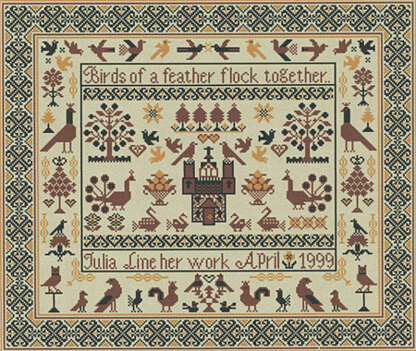  Long Dog Samplers Birds of a Feather Chart