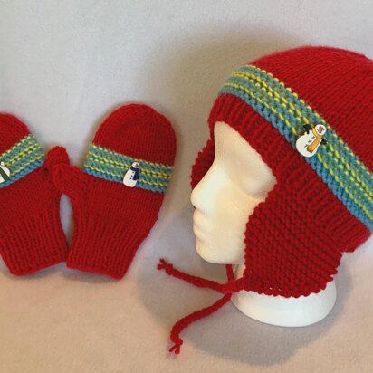 Kid’s Earflap Hat and Matching Mittens