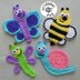 Bee, Butterfly, Dragonfly & Snail Applique/Embellishment Crochet * Garden Bugs collection including free base square pattern