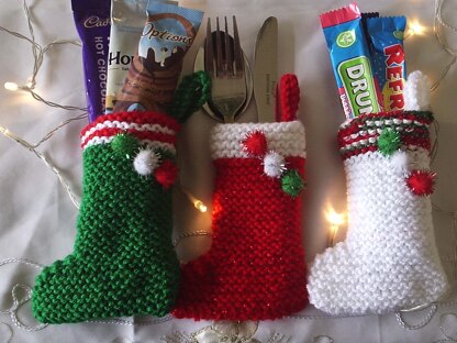 Pompom Christmas stocking cutlery holder chocolates & treats cover